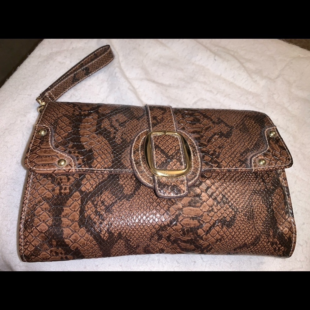 Brown oversized clutch
